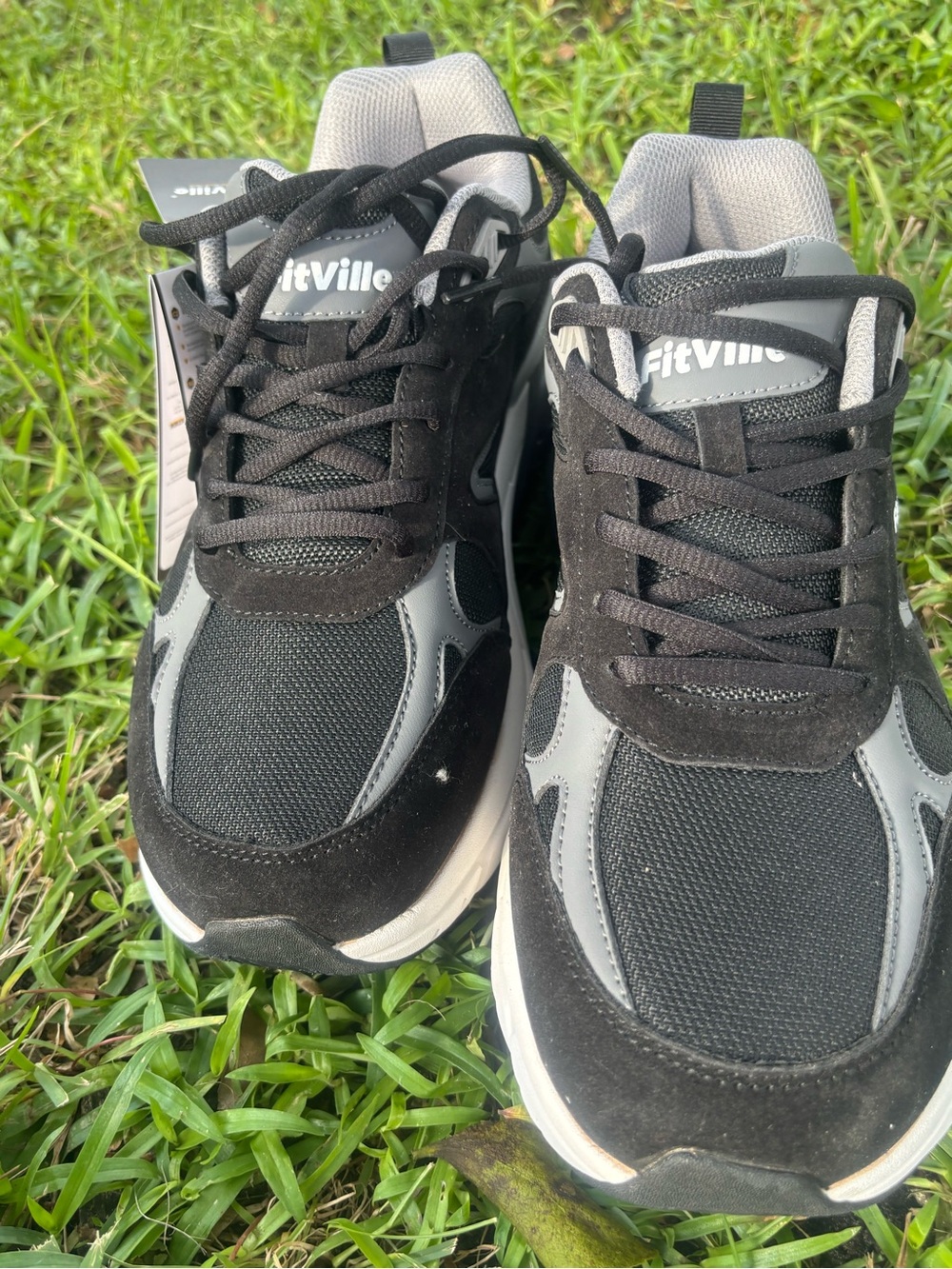 FitVille Men’s Black and Gray Athletic Sneakers a size 11